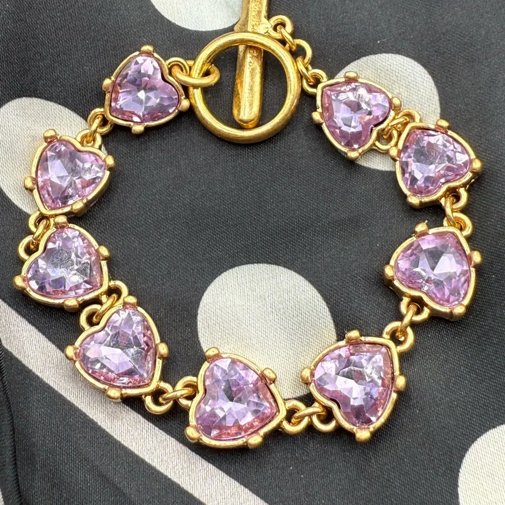 Oscar De La Renta Crystal Hearts Bracelet